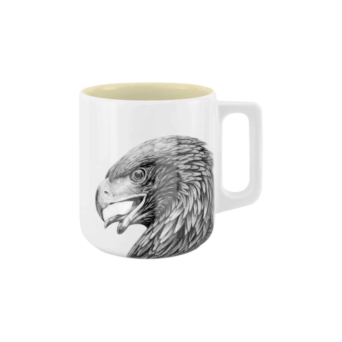 becher mit henkel . innen farbig . adler .