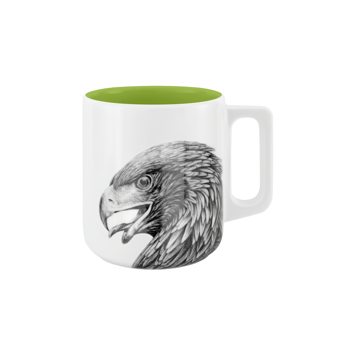 becher mit henkel . innen farbig . adler .