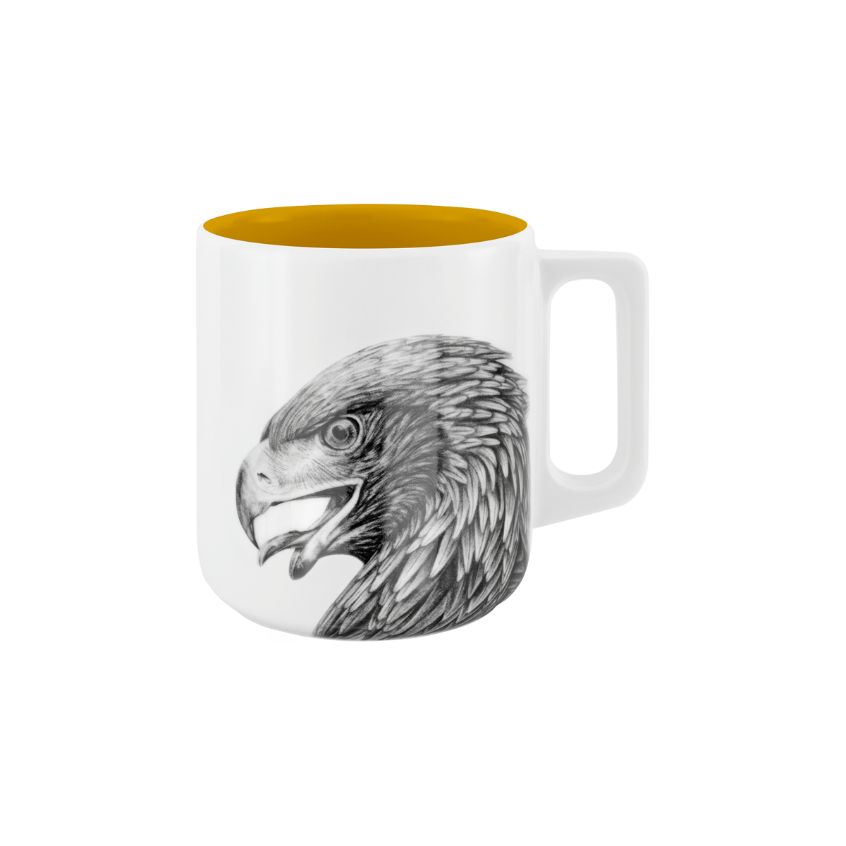 becher mit henkel . innen farbig . adler .