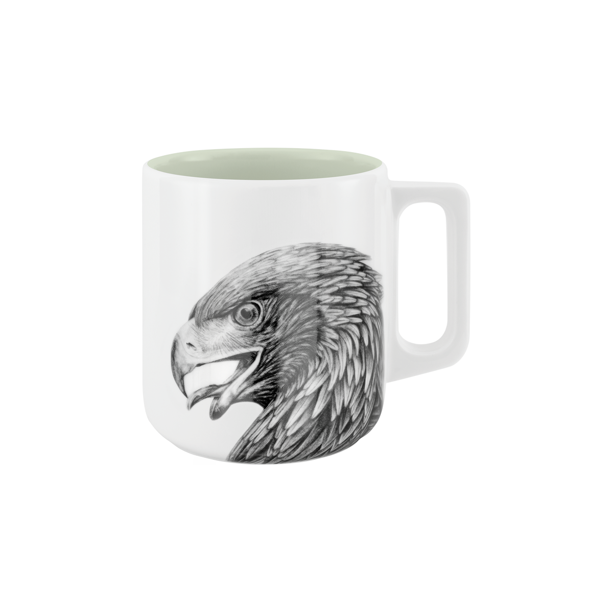 becher mit henkel . innen farbig . adler .
