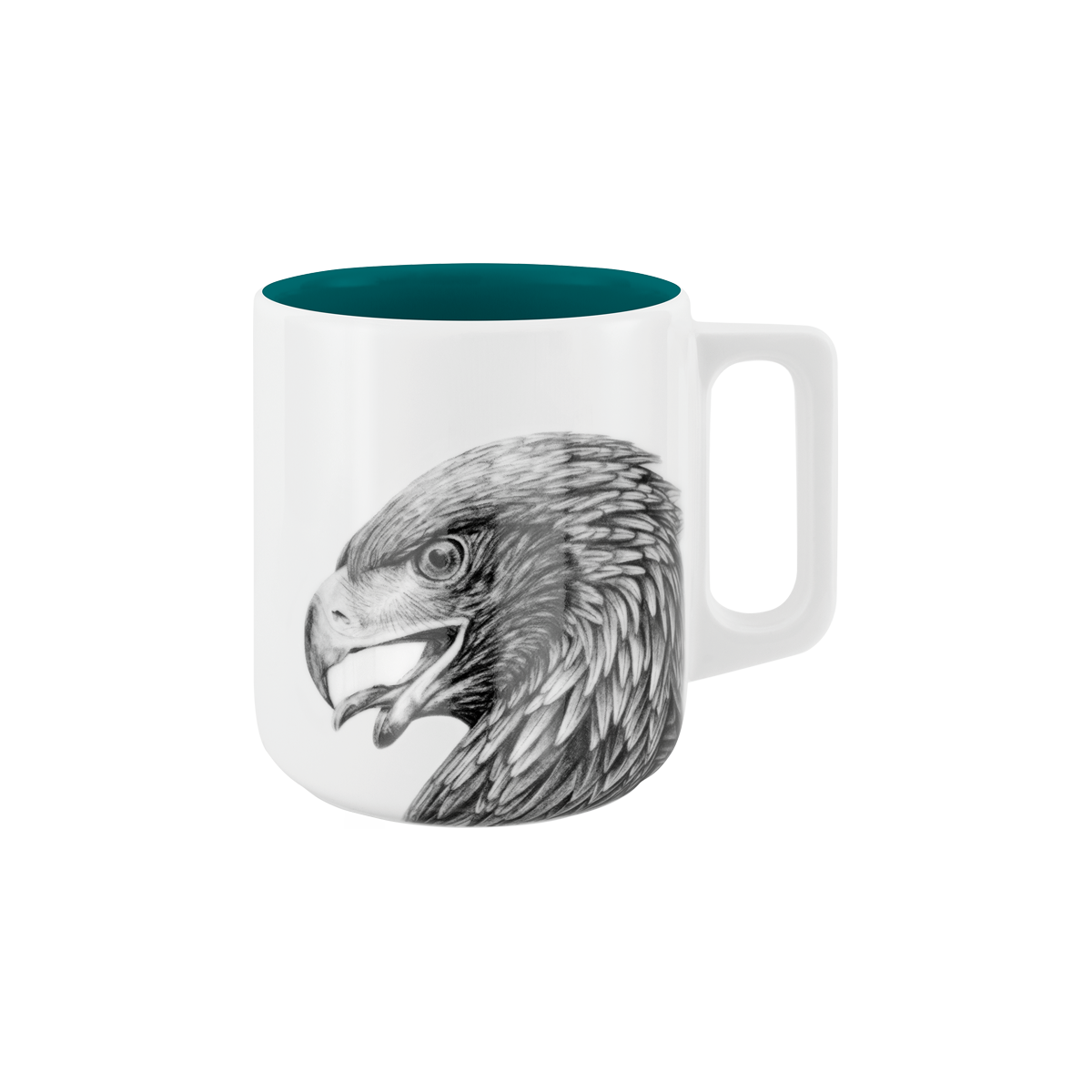 becher mit henkel . innen farbig . adler .