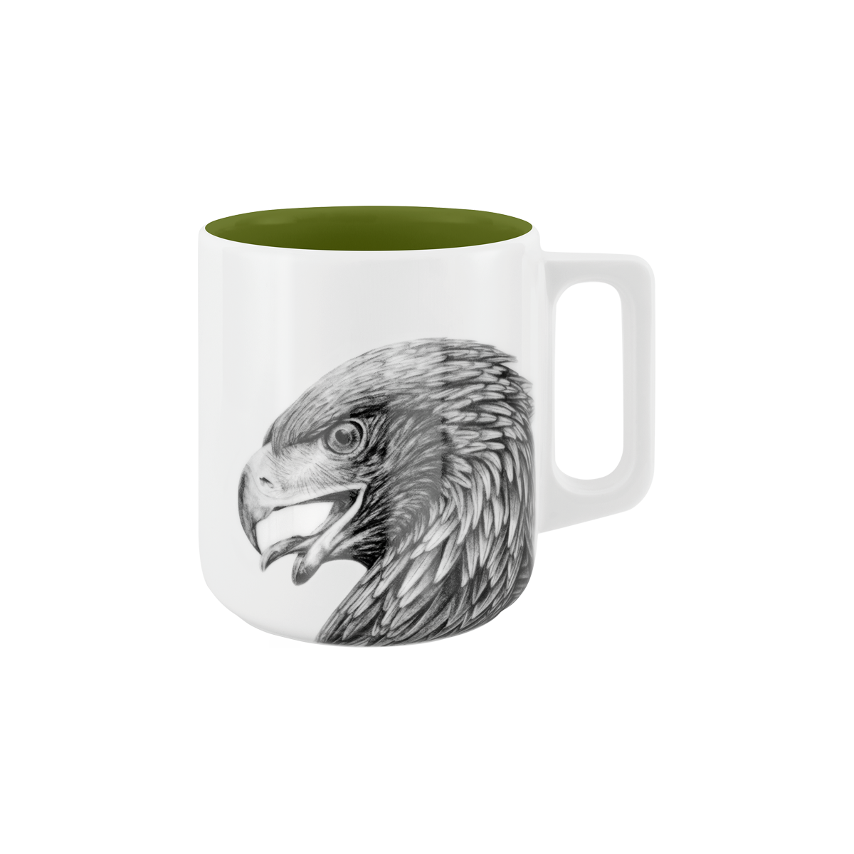 becher mit henkel . innen farbig . adler .