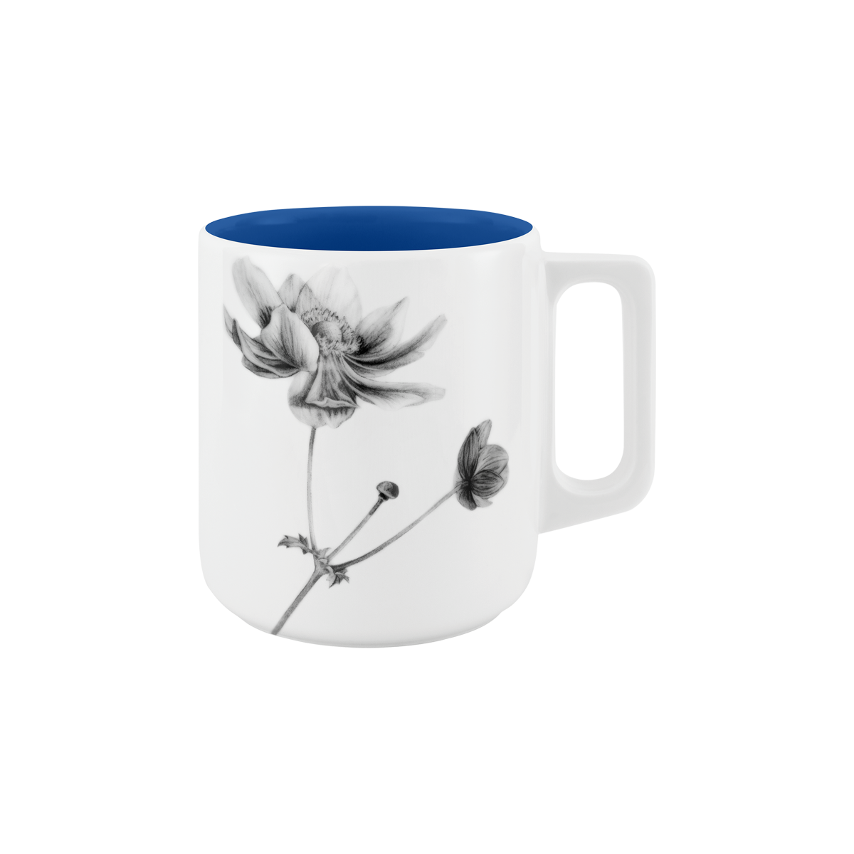 becher mit henkel . innen farbig . anemone .