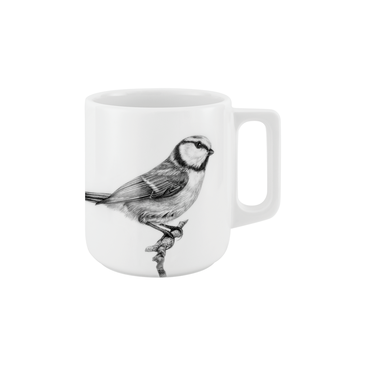 becher mit henkel 370 . blaumeise auf ast .