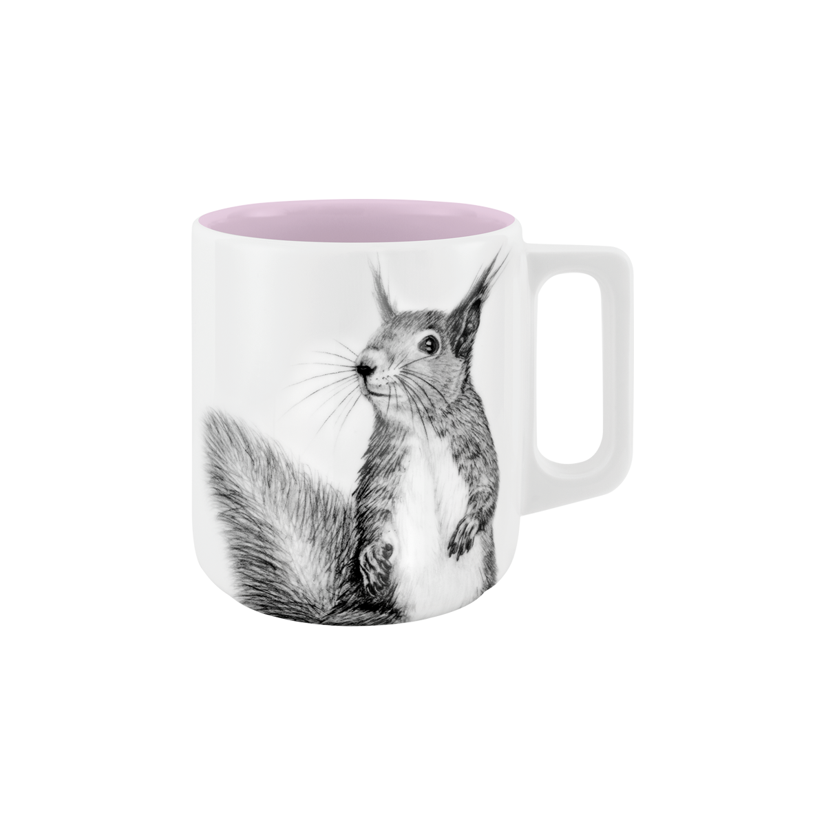 becher mit henkel . innen farbig . eichhörnchen .