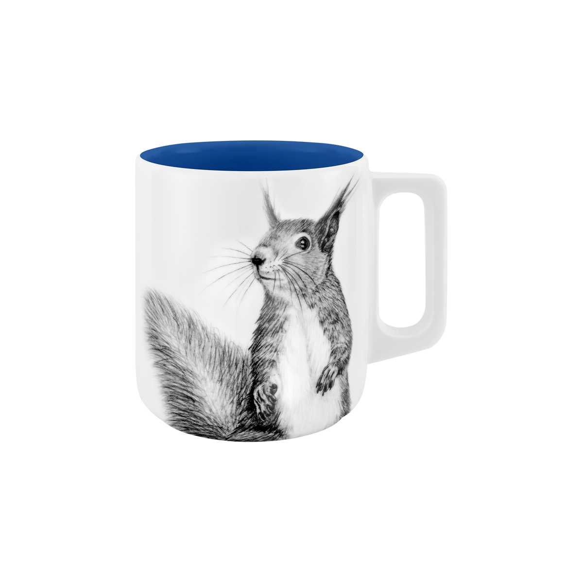becher mit henkel . innen farbig . eichhörnchen .