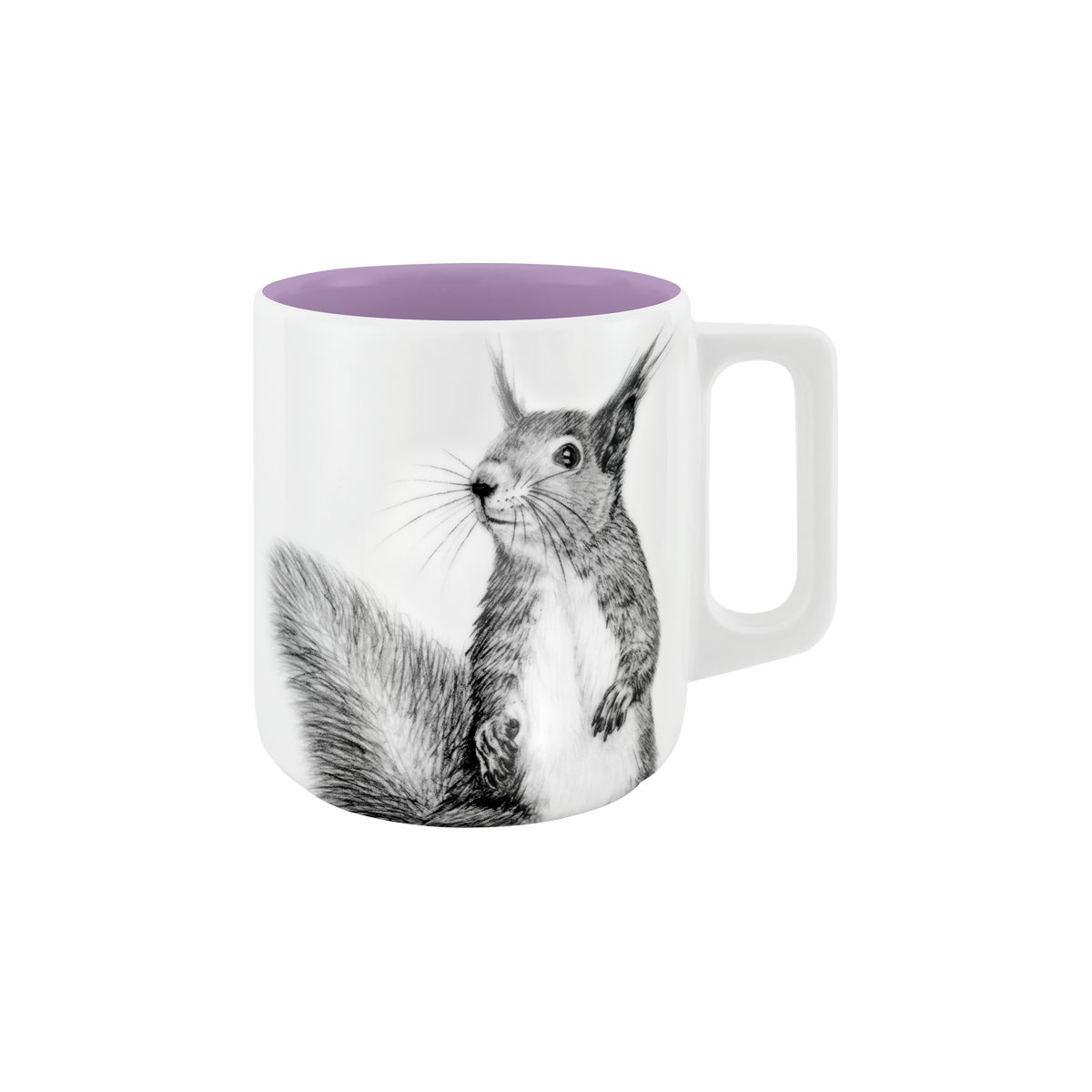 becher mit henkel . innen farbig . eichhörnchen .
