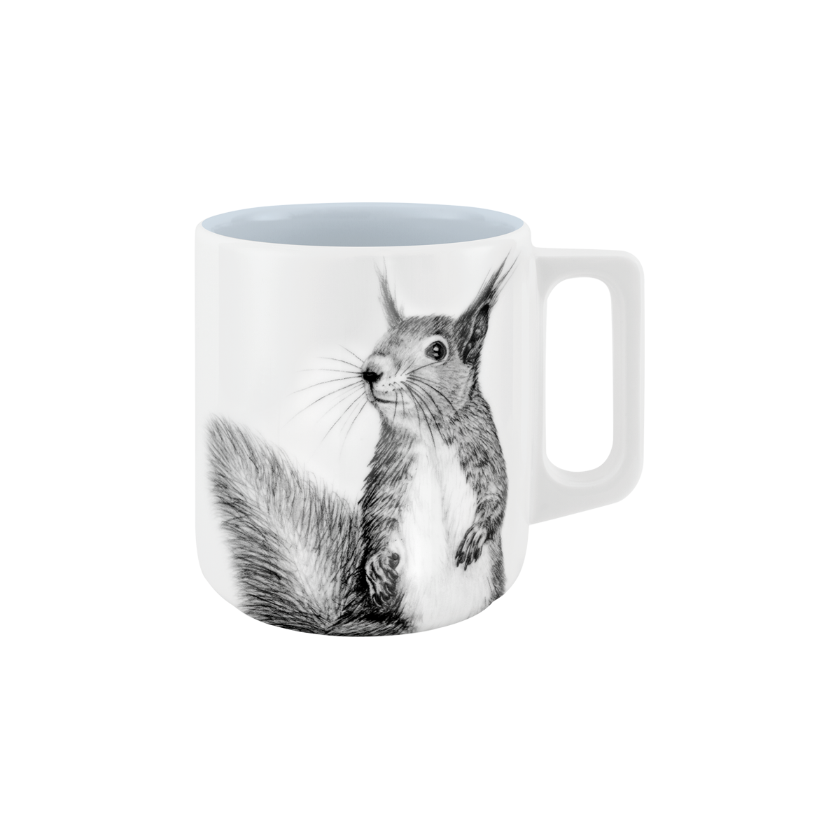 becher mit henkel . innen farbig . eichhörnchen .