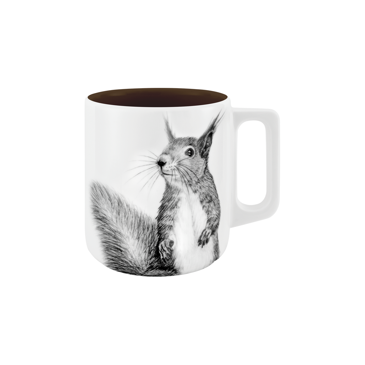becher mit henkel . innen farbig . eichhörnchen .