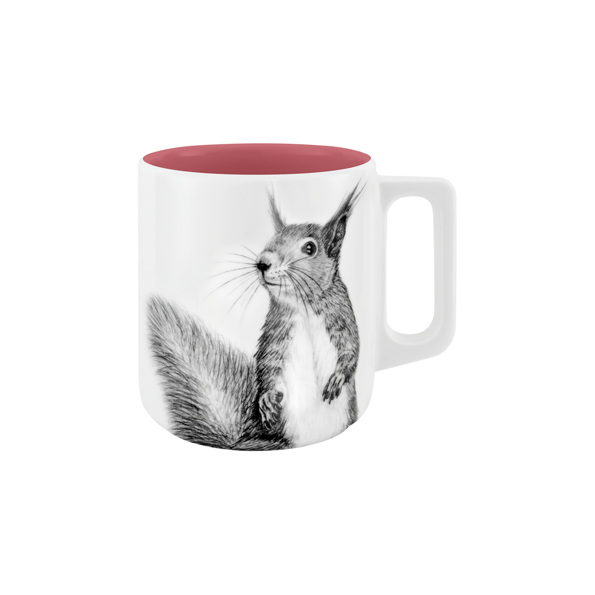 becher mit henkel . innen farbig . eichhörnchen .