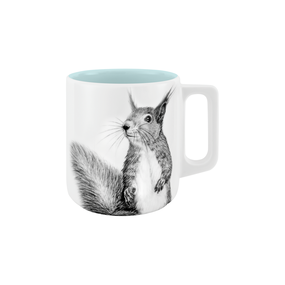 becher mit henkel . innen farbig . eichhörnchen .