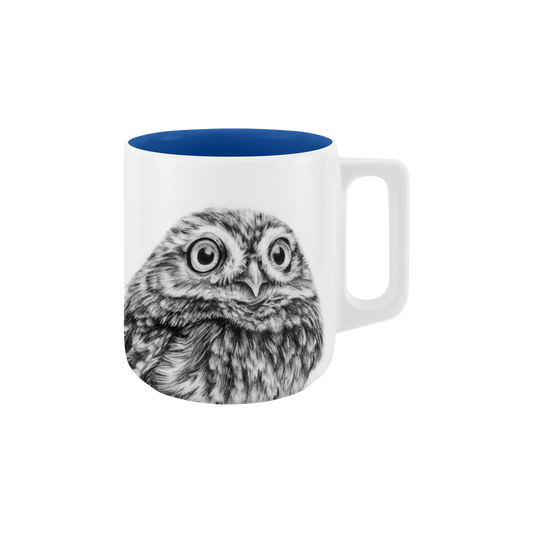 becher mit henkel 370 . innen farbig . eule .