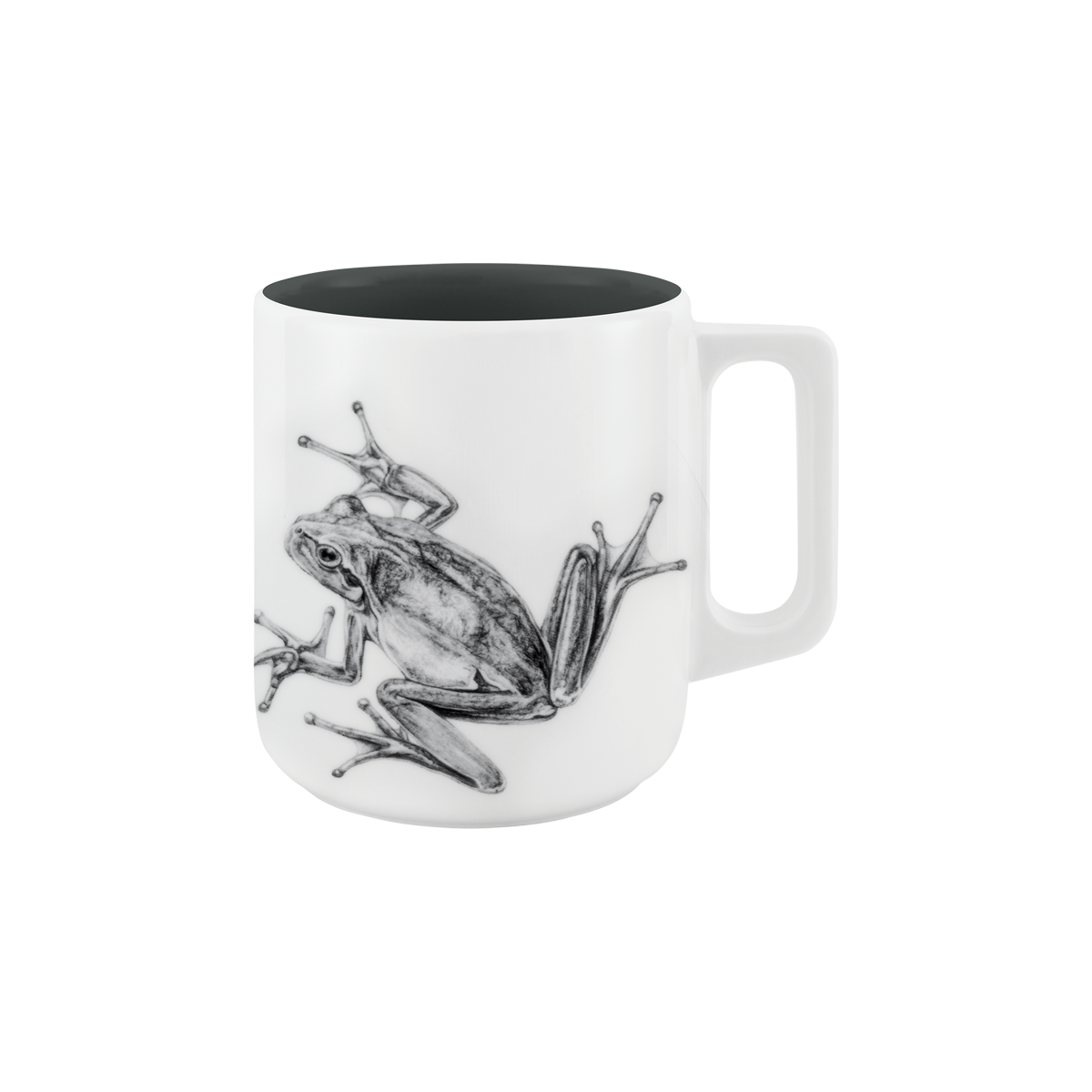 becher mit henkel . innen farbig . frosch .