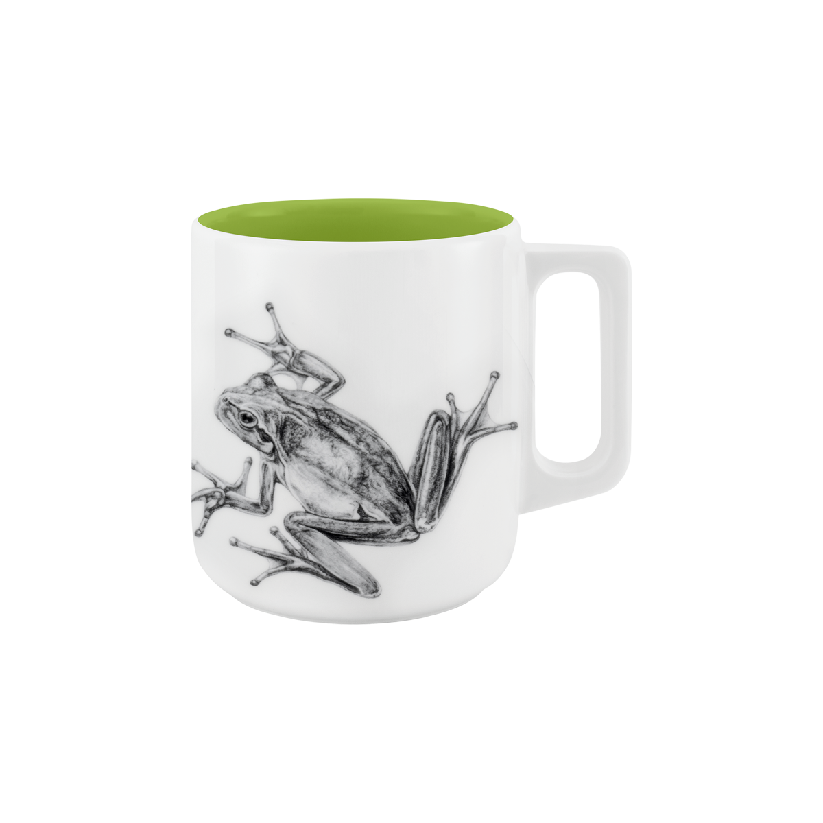 becher mit henkel 370 . innen farbig . frosch .