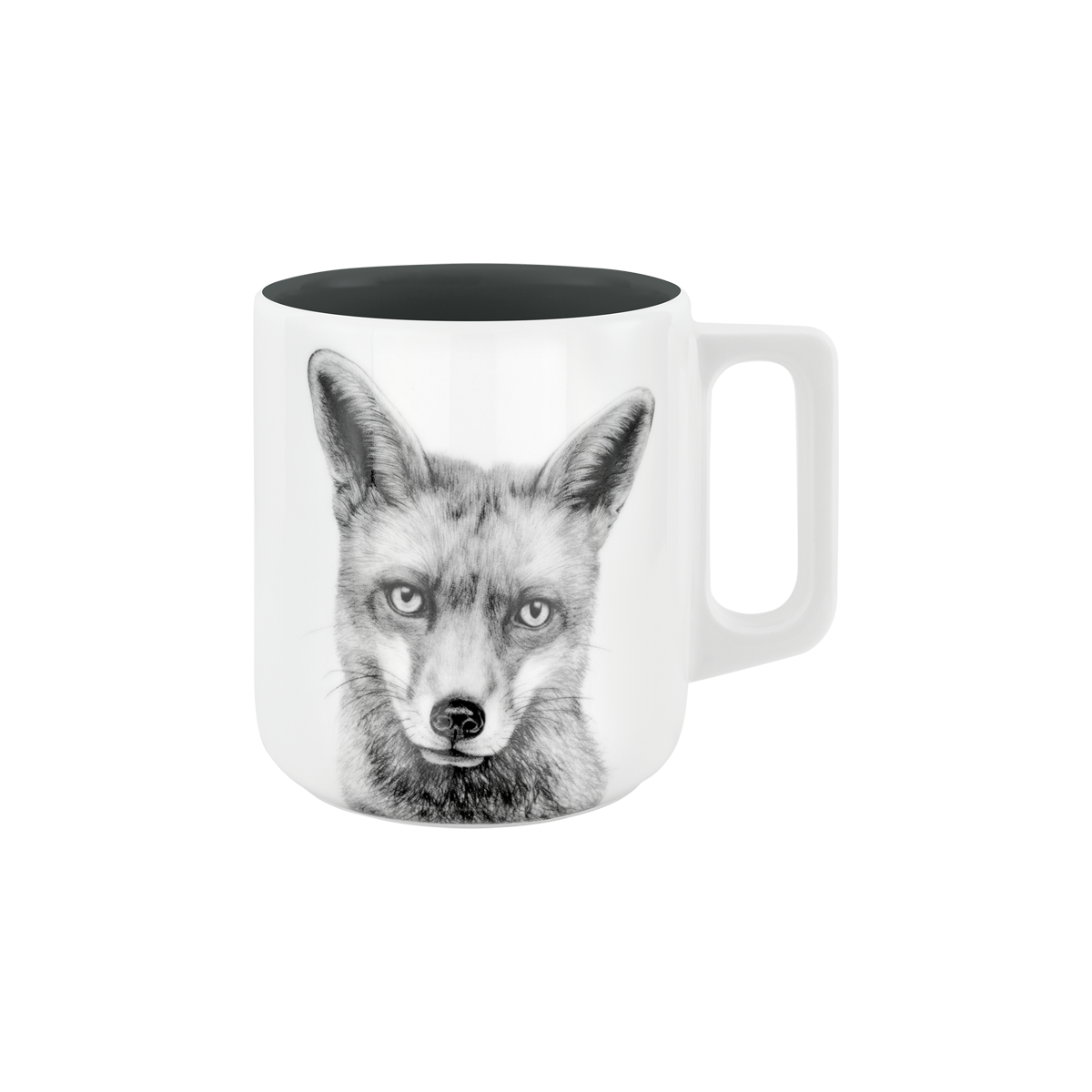 becher mit henkel . innen farbig . fuchs .
