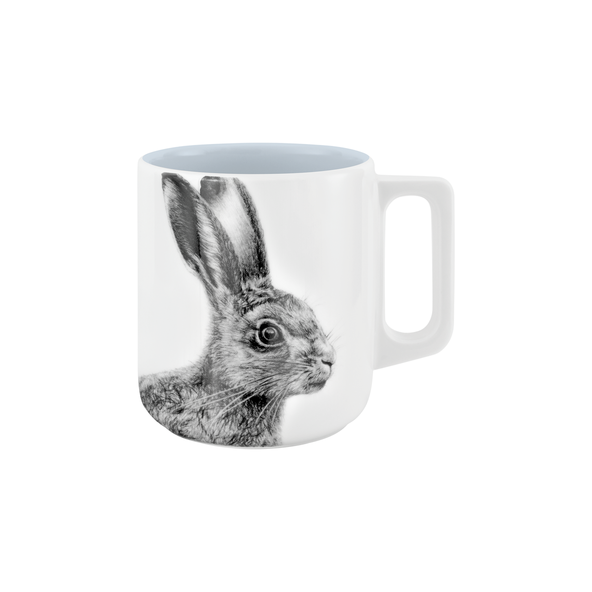 becher mit henkel . innen farbig . hase .