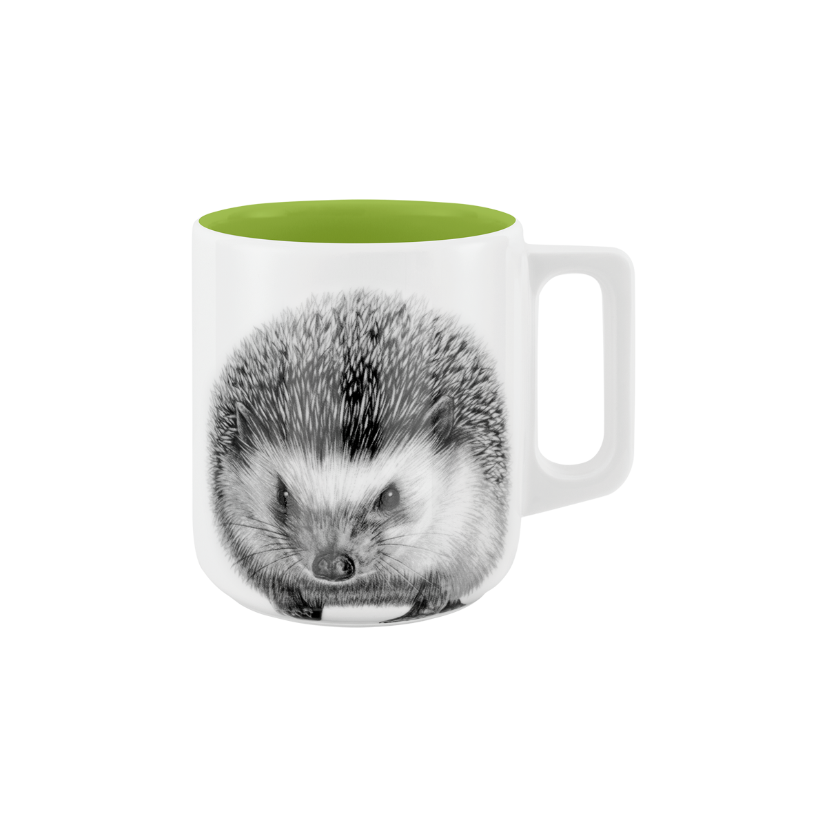 becher mit henkel . innen farbig . igel .