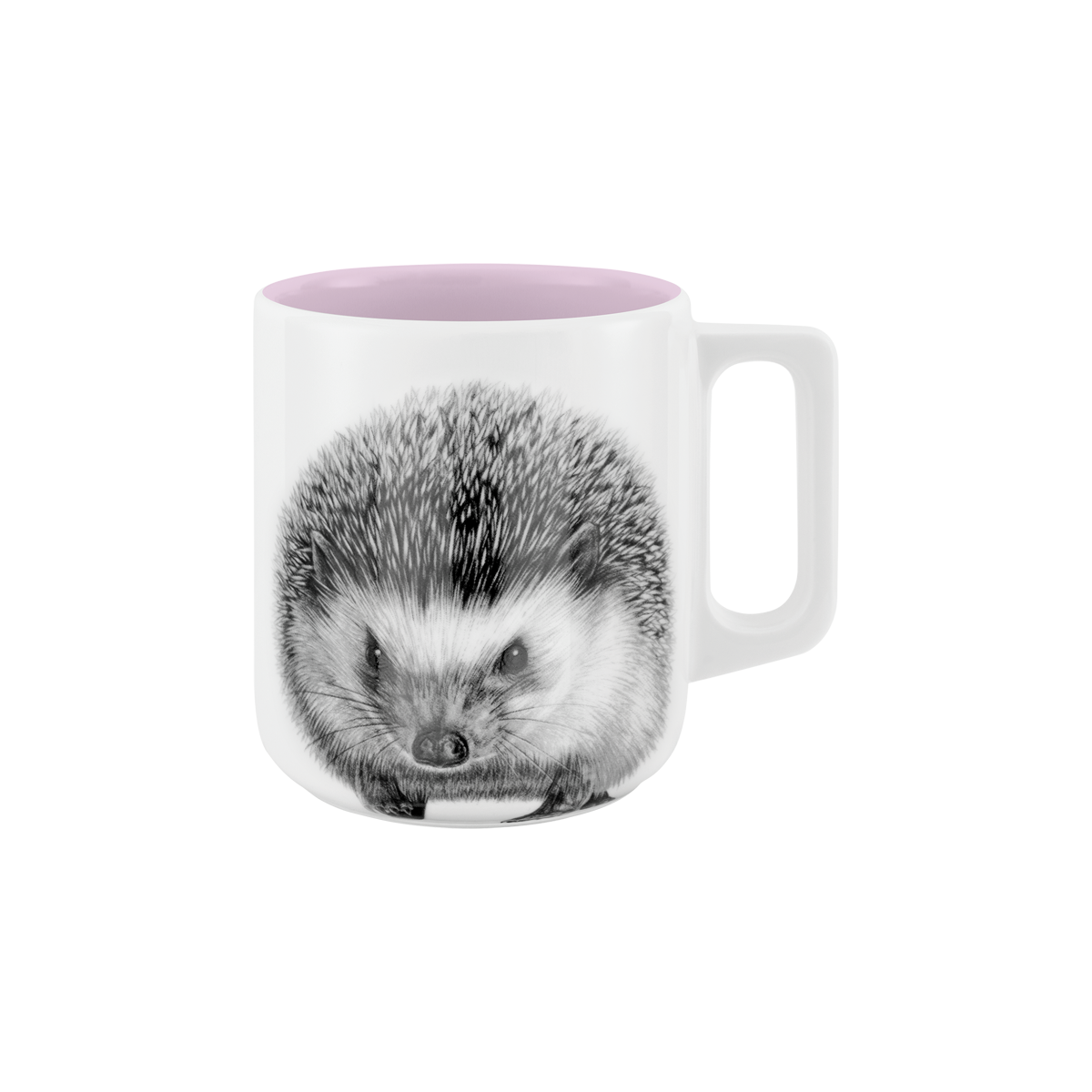 becher mit henkel . innen farbig . igel .