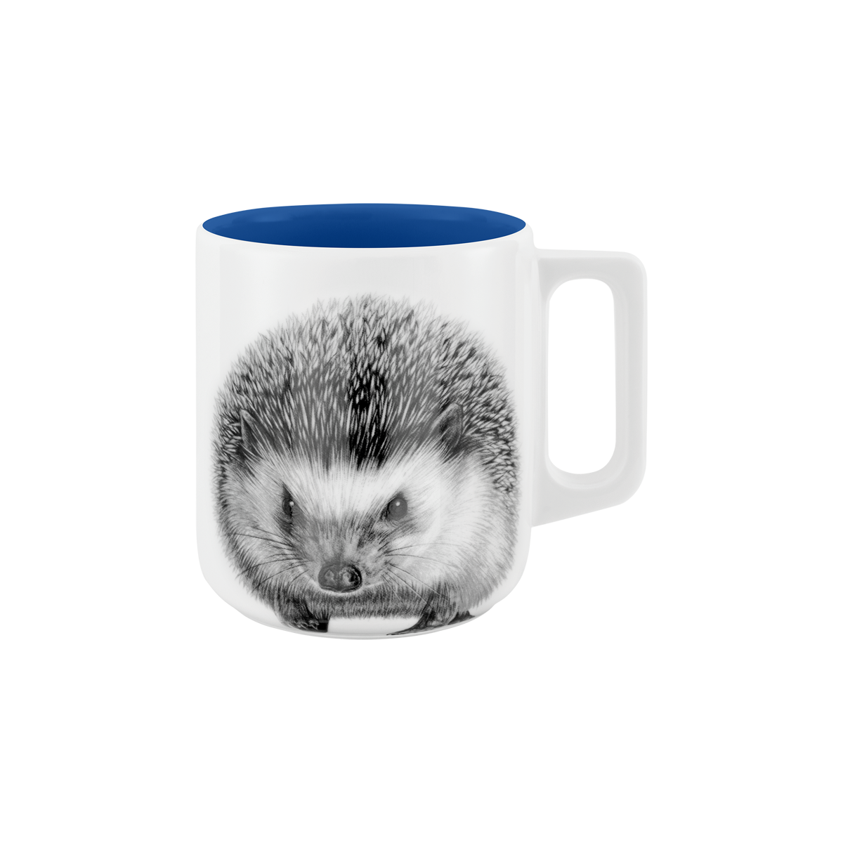 becher mit henkel . innen farbig . igel .