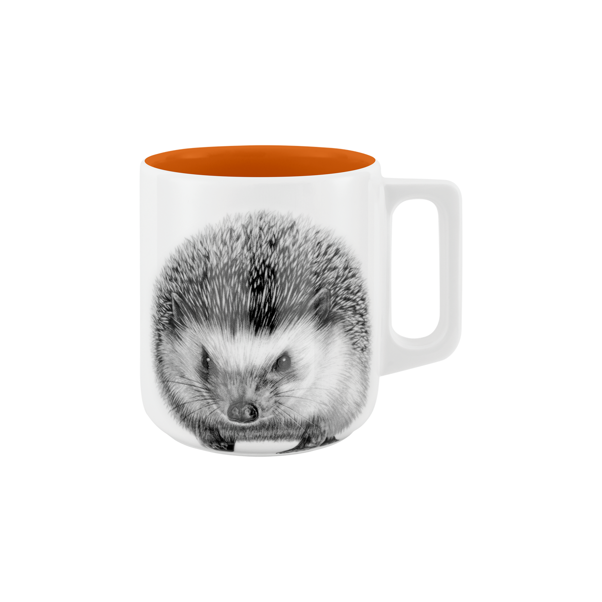 becher mit henkel . innen farbig . igel .
