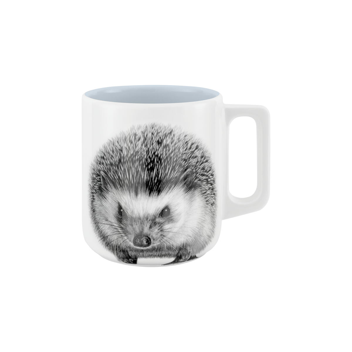becher mit henkel . innen farbig . igel .