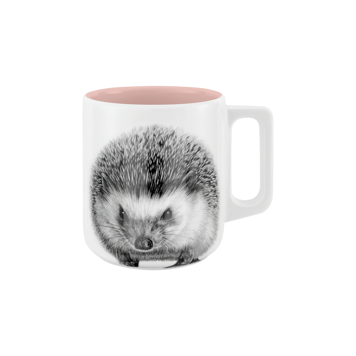 becher mit henkel . innen farbig . igel .