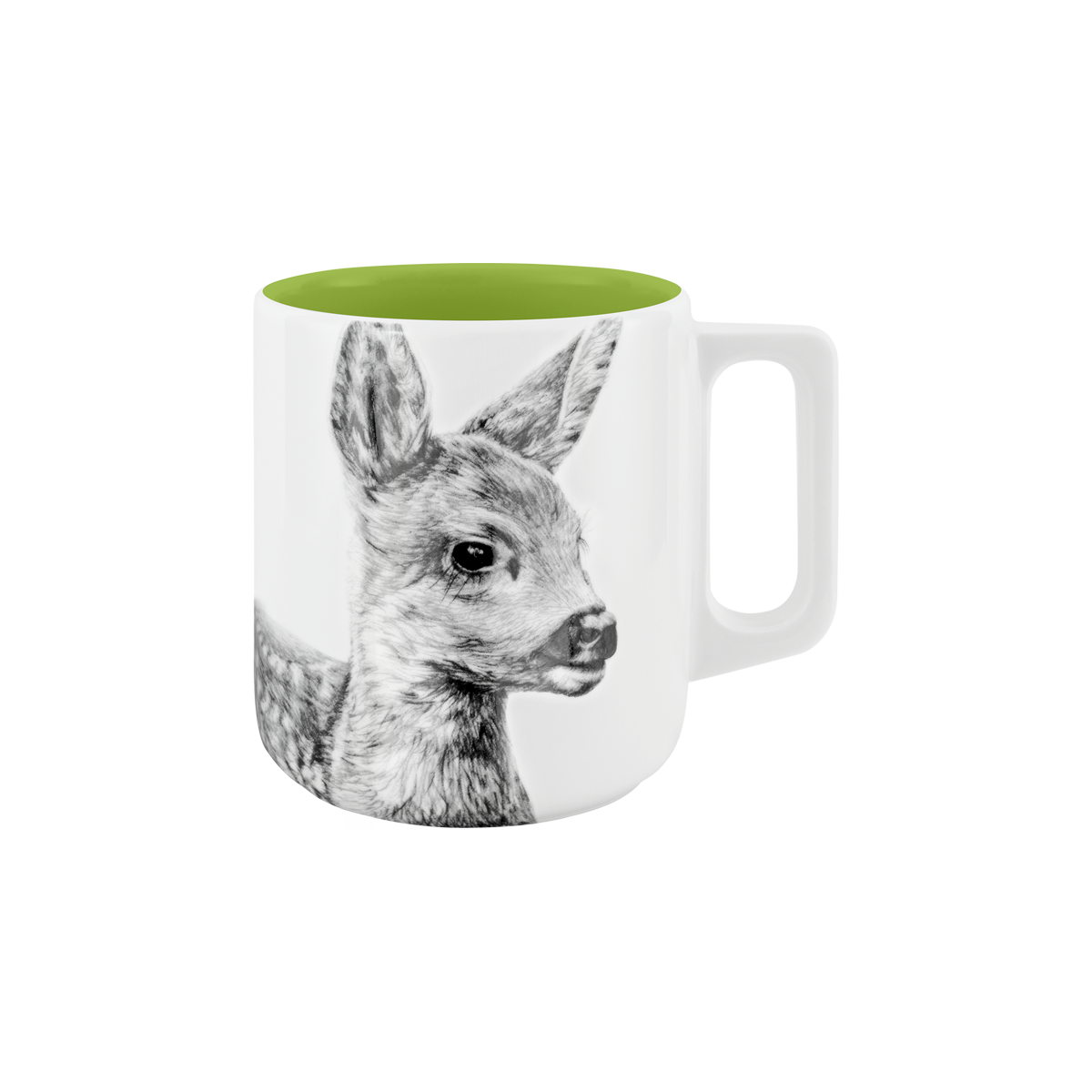 becher mit henkel . innen farbig . kitz .