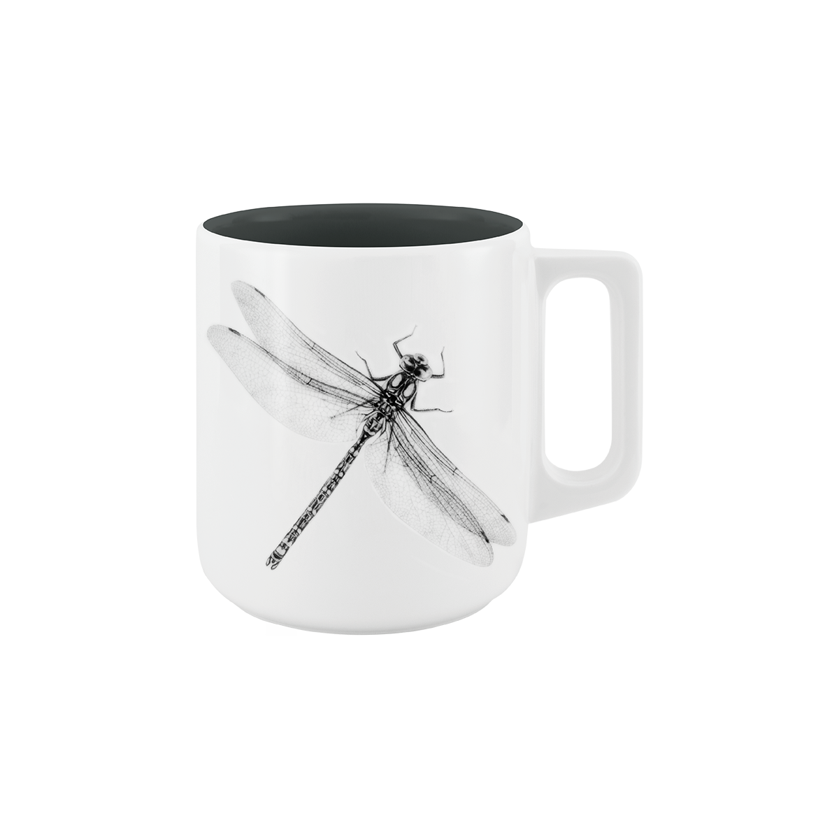 becher mit henkel . innen farbig . libelle .