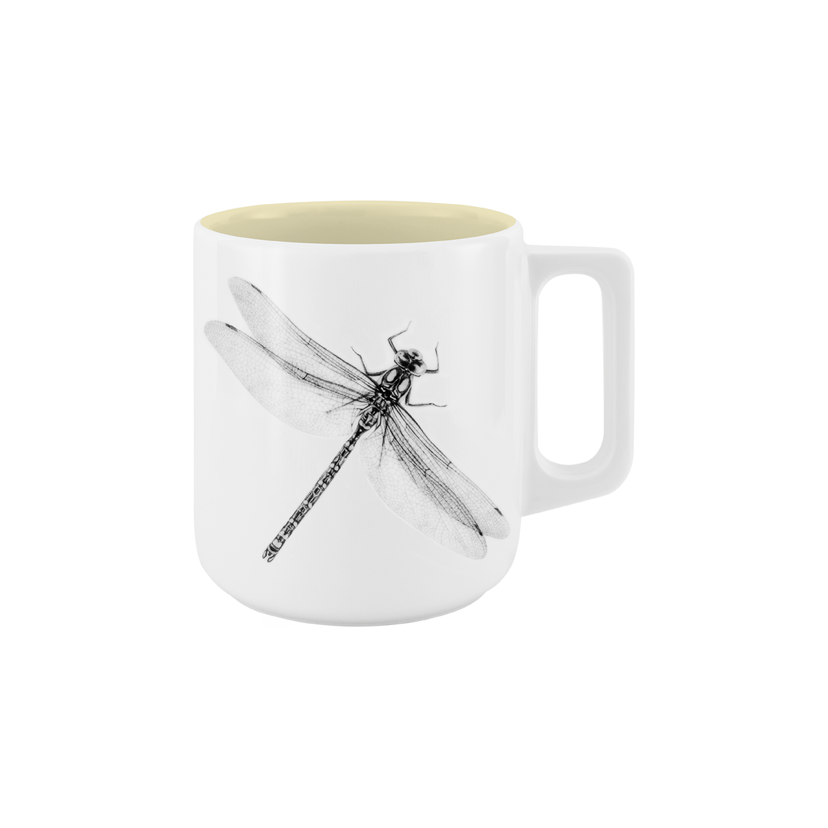 becher mit henkel . innen farbig . libelle .