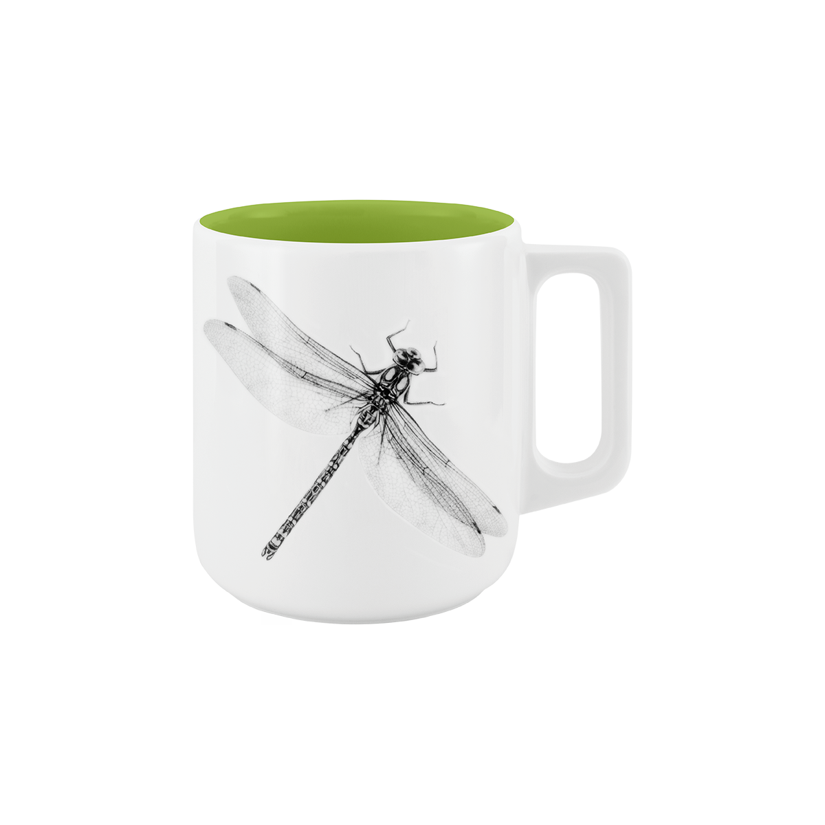 becher mit henkel . innen farbig . libelle .