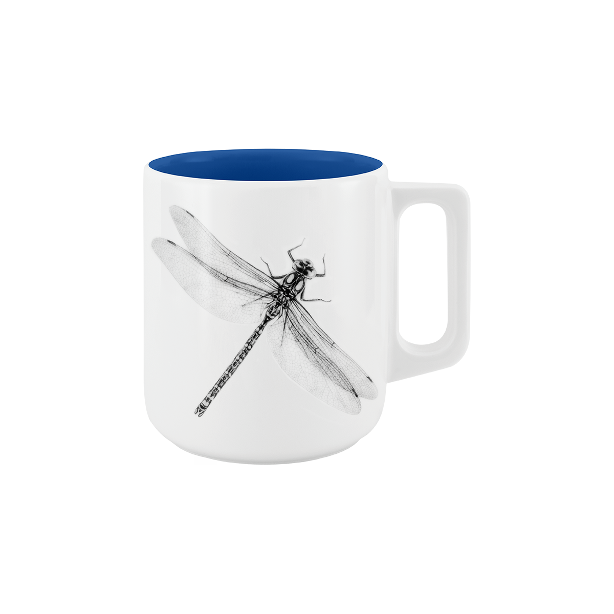 becher mit henkel . innen farbig . libelle .