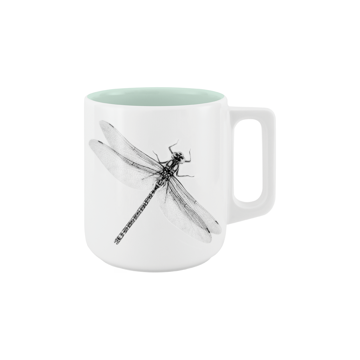 becher mit henkel . innen farbig . libelle .