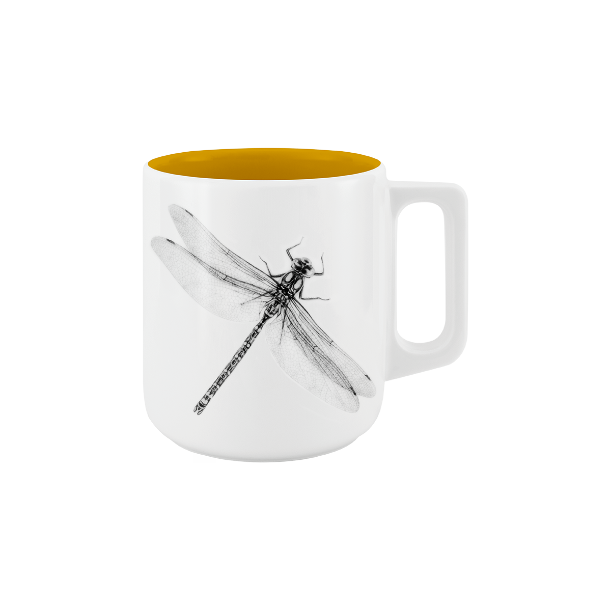 becher mit henkel . innen farbig . libelle .