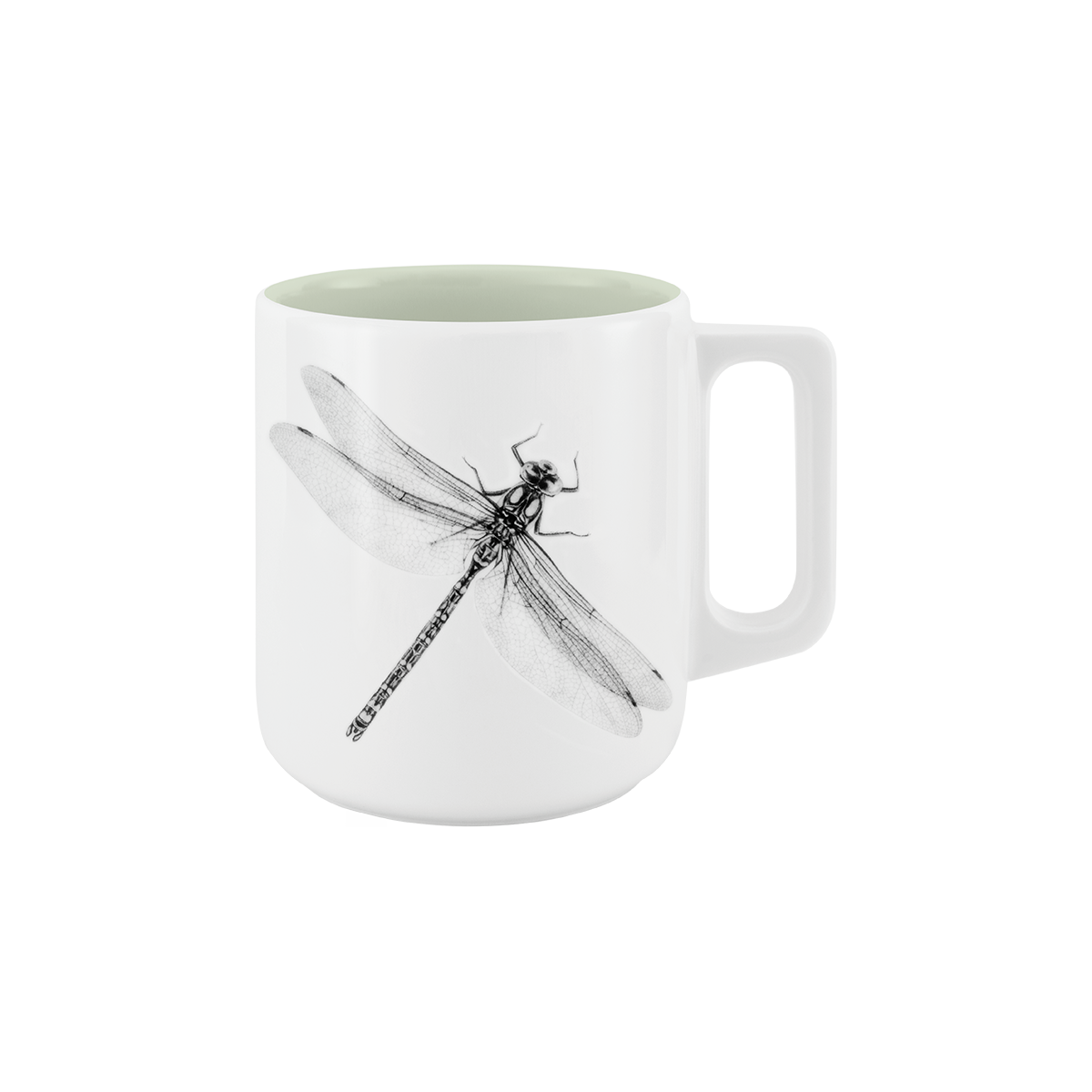 becher mit henkel . innen farbig . libelle .