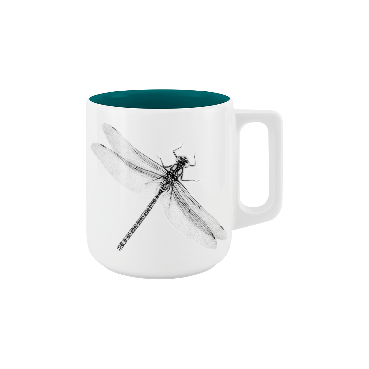 becher mit henkel . innen farbig . libelle .