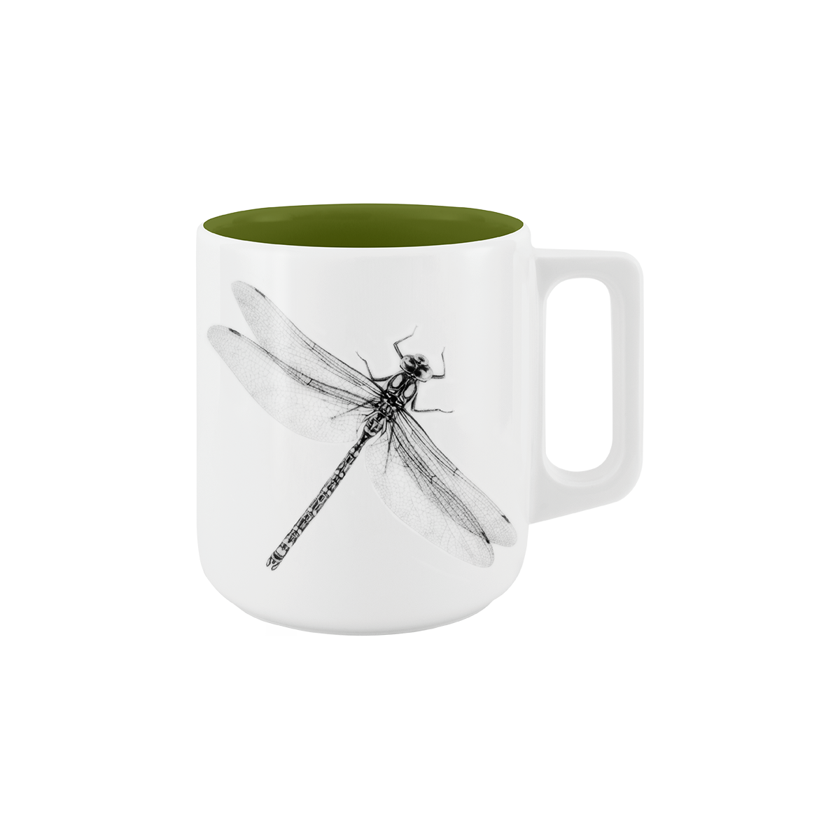 becher mit henkel . innen farbig . libelle .