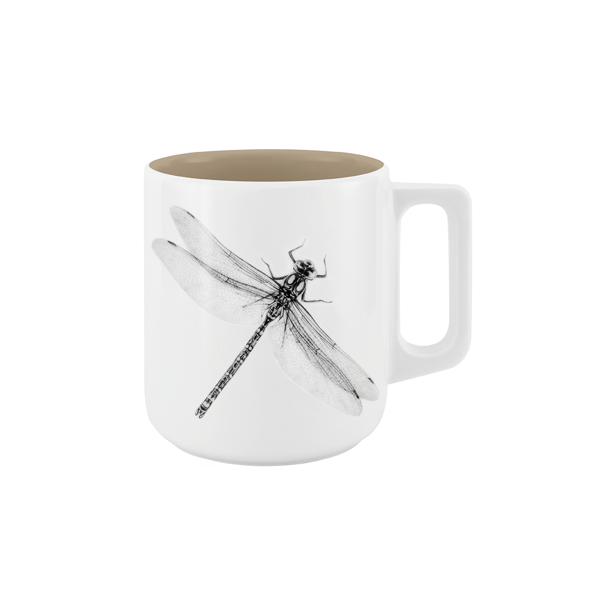 becher mit henkel . innen farbig . libelle .