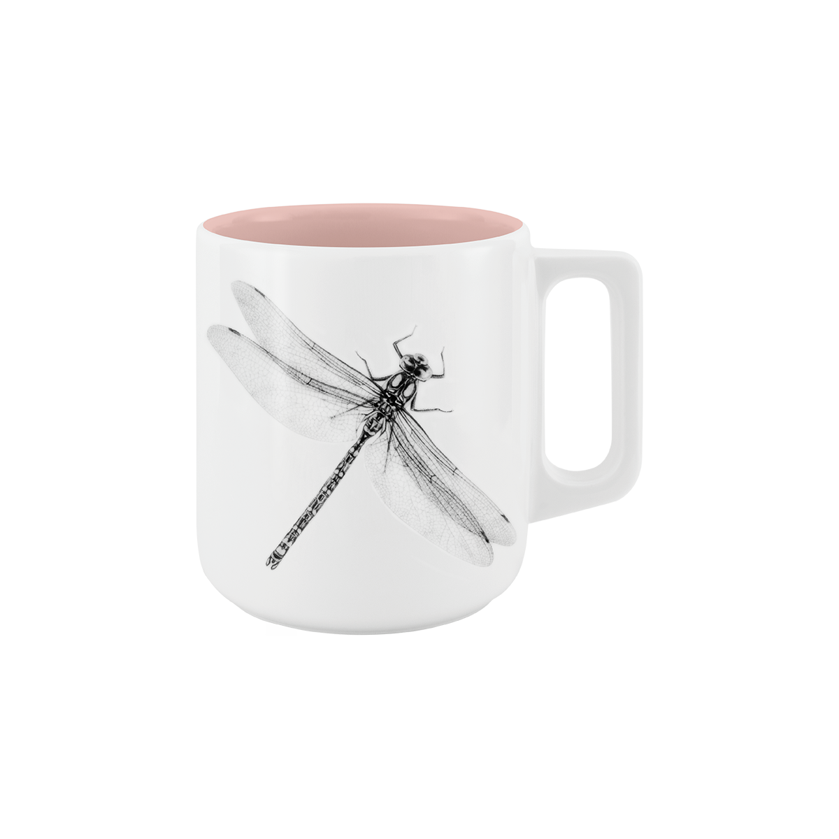 becher mit henkel . innen farbig . libelle .