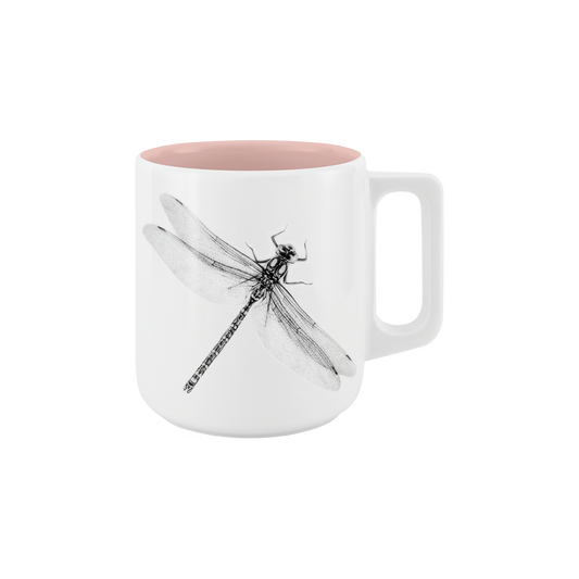 becher mit henkel . innen farbig . libelle .