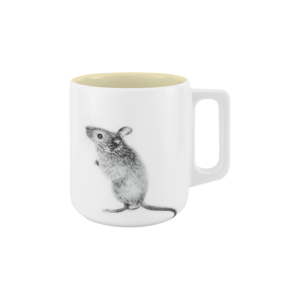 becher mit henkel . innen farbig . maus .