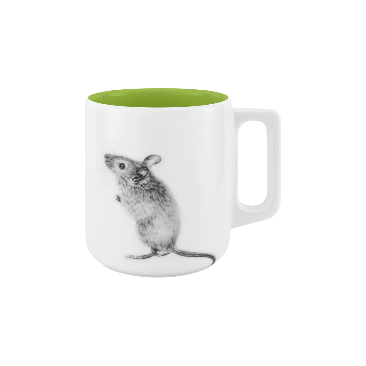 becher mit henkel . innen farbig . maus .