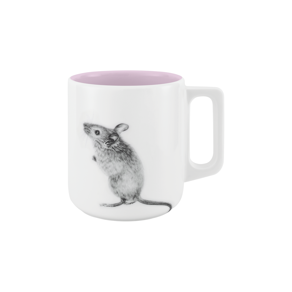 becher mit henkel . innen farbig . maus .