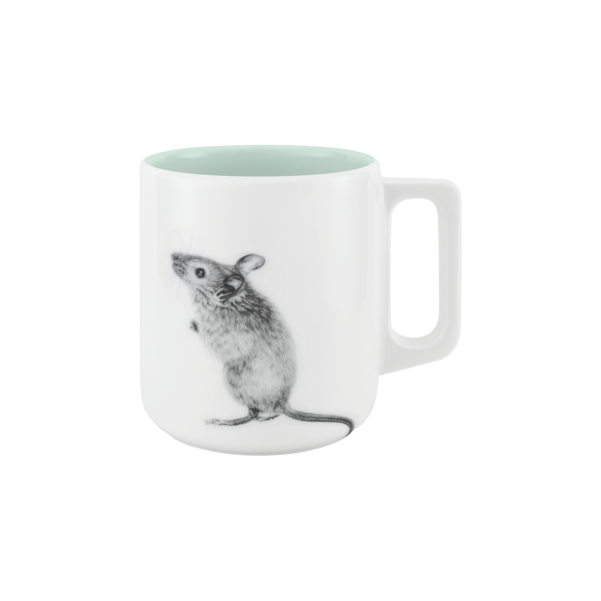 becher mit henkel . innen farbig . maus .