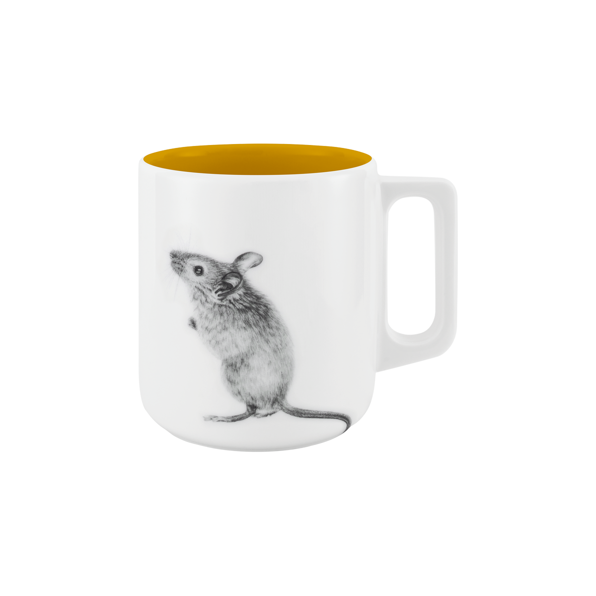 becher mit henkel . innen farbig . maus .