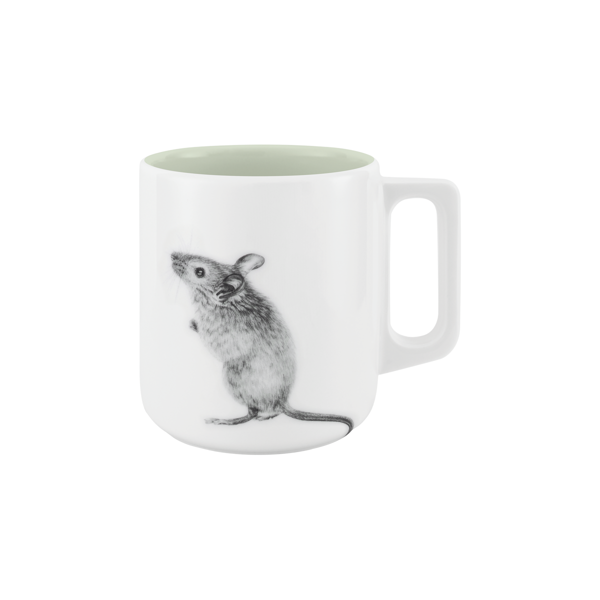 becher mit henkel . innen farbig . maus .