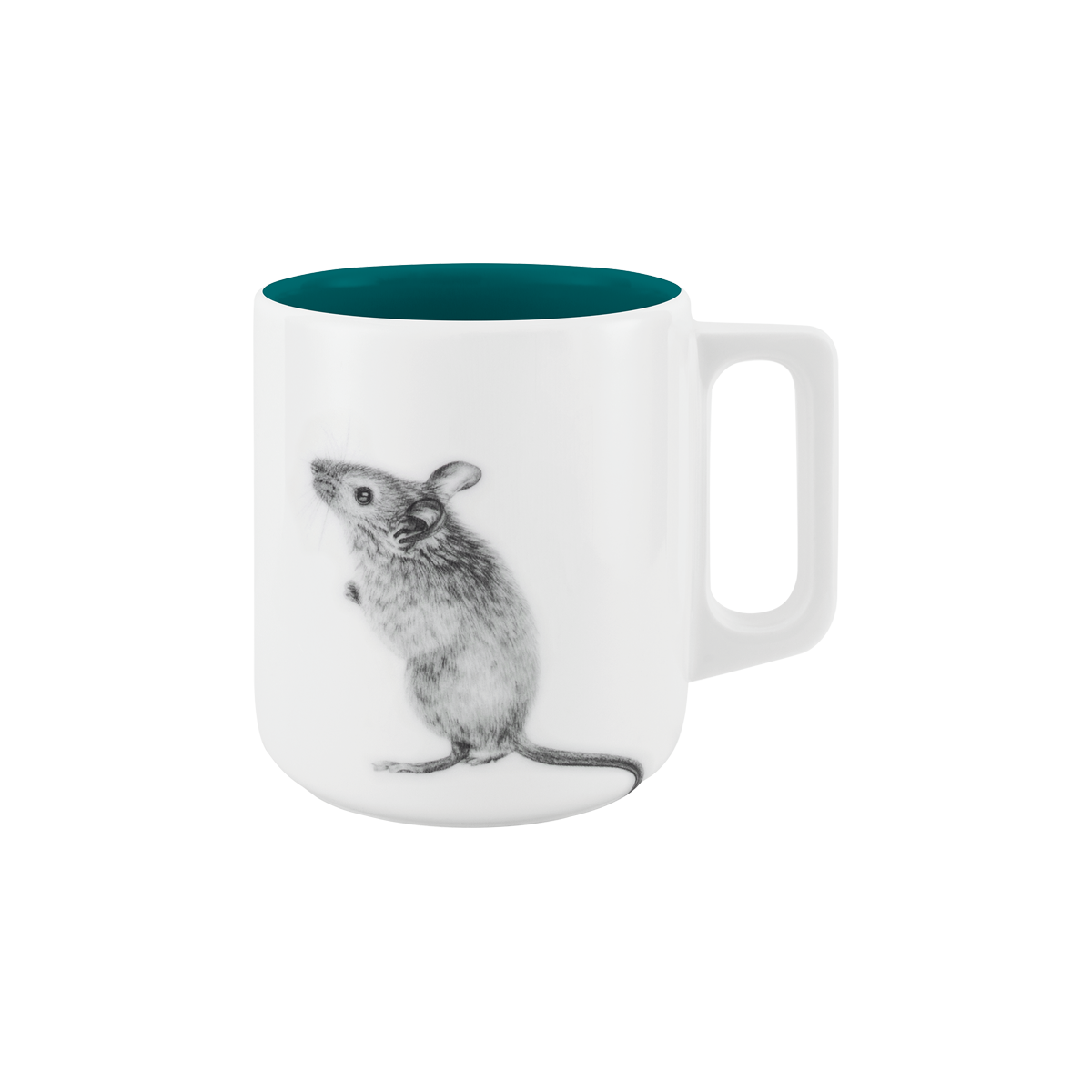 becher mit henkel . innen farbig . maus .