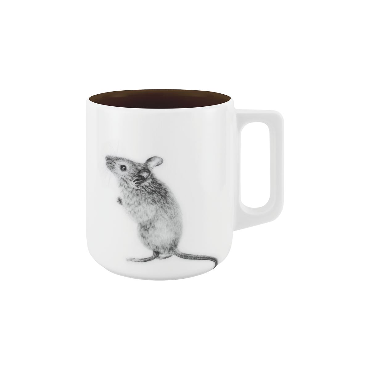 becher mit henkel . innen farbig . maus .