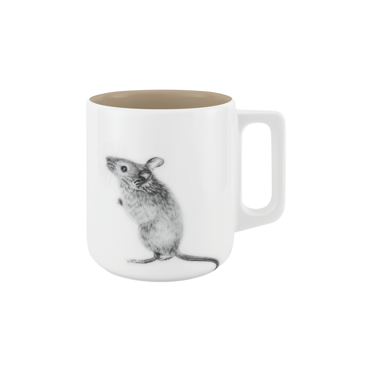 becher mit henkel . innen farbig . maus .