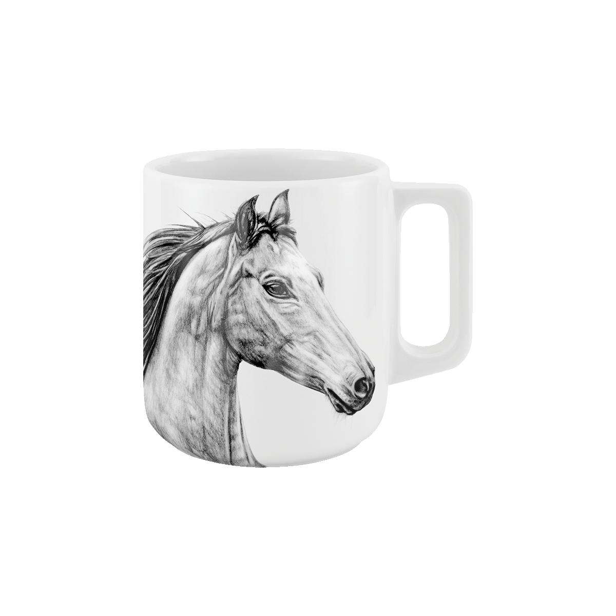 becher mit henkel . pferd .