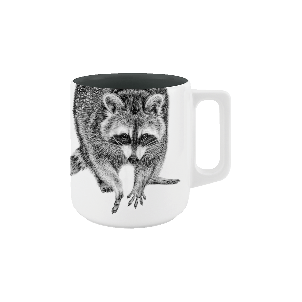 becher mit henkel . innen farbig . waschbär .